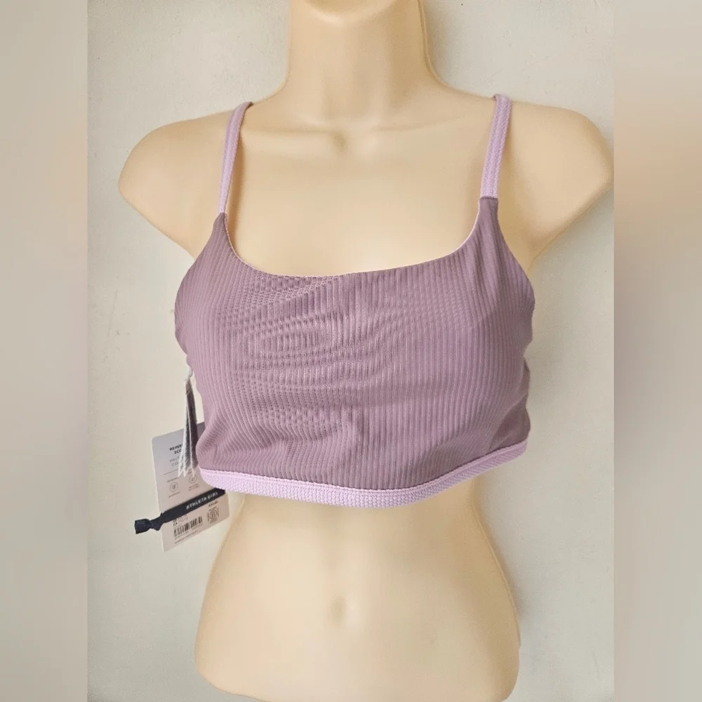 Athleta Girl- Bikini Top Girl's XXL/16 Lavender ,Reversible Quick Drying. NWT